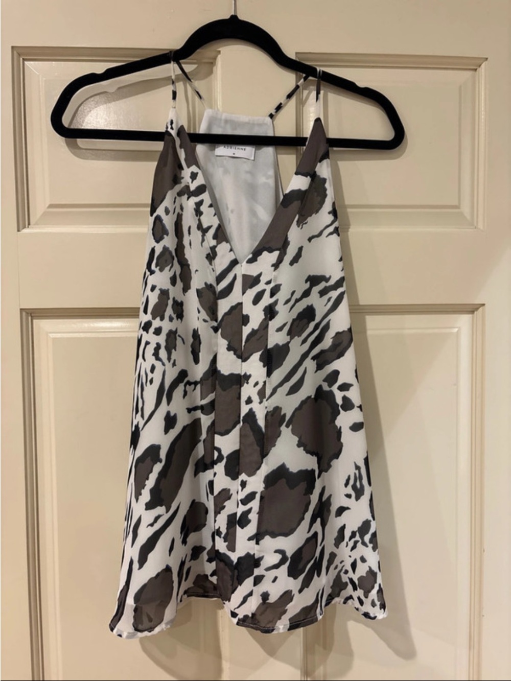 Adrienne White & Brown Animal-Print Satin Cami